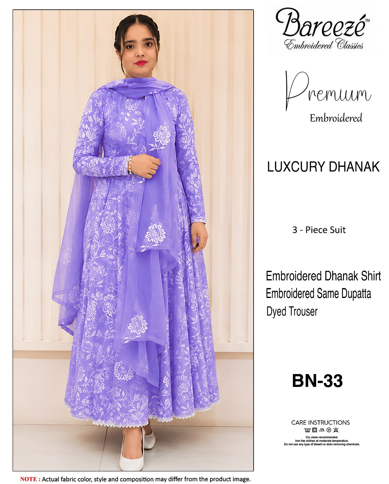 Dhanak embroidered luxury unstitched 3pc suit